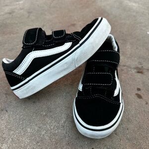 Vans Kids Black and White Velcro Sneakers
